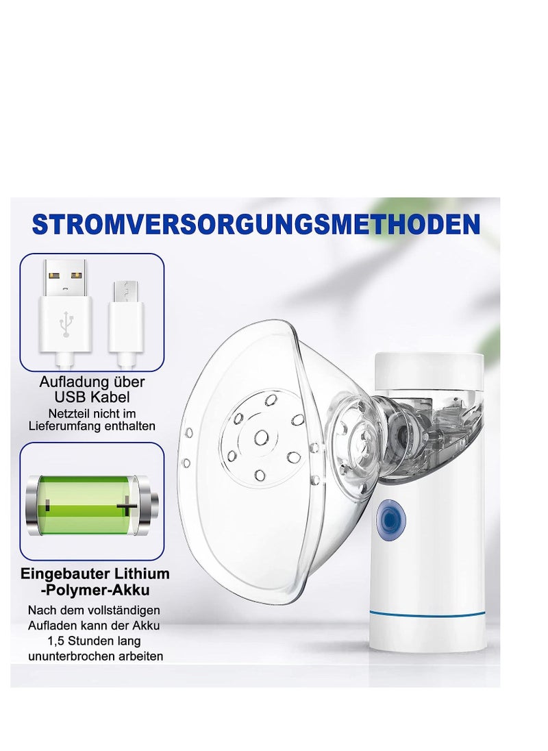 Generic - Silent Portable Inhaler Nebuliser with Mouthpiece and Mask, USB Rechargeable Inhaler for Children and Adults - Image 1