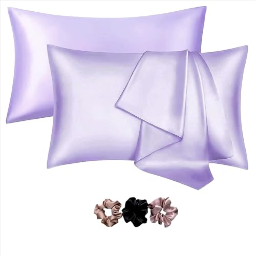 Rylan Pillow Cover RYLAN Satin Silk Pillow Cover for Hair and Skin 2 Piece with 3 Piece |Silk Pillow Covers with Envelope Closure end Design|Silk Pillow Cases 600 TC (Lavender) - Image 1