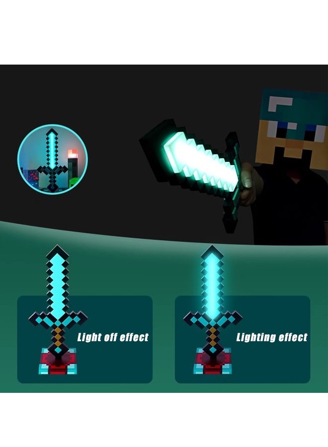 Halamodo Luminous Diamond Sword - LED Light-Up Toy Sword with Flashing Effects, Kids Role-Play Sword, Luminous Diamond Design for Cosplay & Pretend Play, Safe Plastic Sword for Boys & Girls Ages 3+ - for Birthday Parties, Halloween & Gaming Themed - Image 4