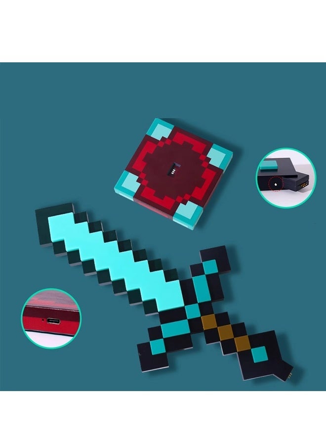 Halamodo Luminous Diamond Sword - LED Light-Up Toy Sword with Flashing Effects, Kids Role-Play Sword, Luminous Diamond Design for Cosplay & Pretend Play, Safe Plastic Sword for Boys & Girls Ages 3+ - for Birthday Parties, Halloween & Gaming Themed - Image 3