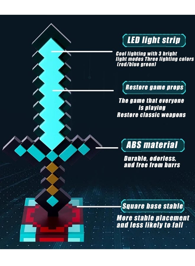 Halamodo Luminous Diamond Sword - LED Light-Up Toy Sword with Flashing Effects, Kids Role-Play Sword, Luminous Diamond Design for Cosplay & Pretend Play, Safe Plastic Sword for Boys & Girls Ages 3+ - for Birthday Parties, Halloween & Gaming Themed - Image 5