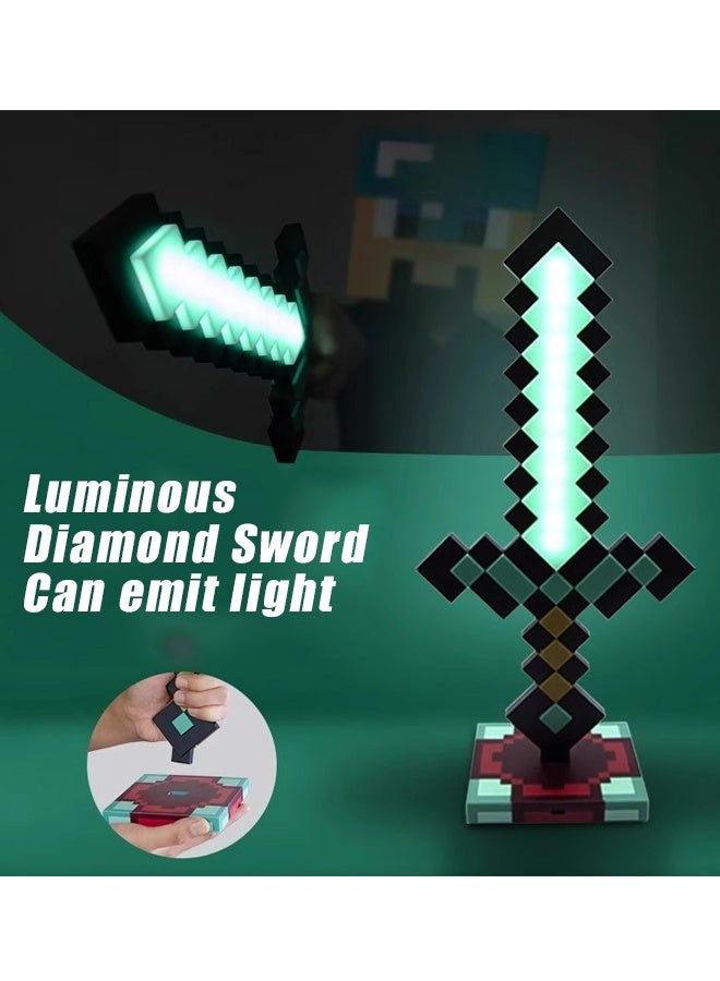 Halamodo Luminous Diamond Sword - LED Light-Up Toy Sword with Flashing Effects, Kids Role-Play Sword, Luminous Diamond Design for Cosplay & Pretend Play, Safe Plastic Sword for Boys & Girls Ages 3+ - for Birthday Parties, Halloween & Gaming Themed - Image 2