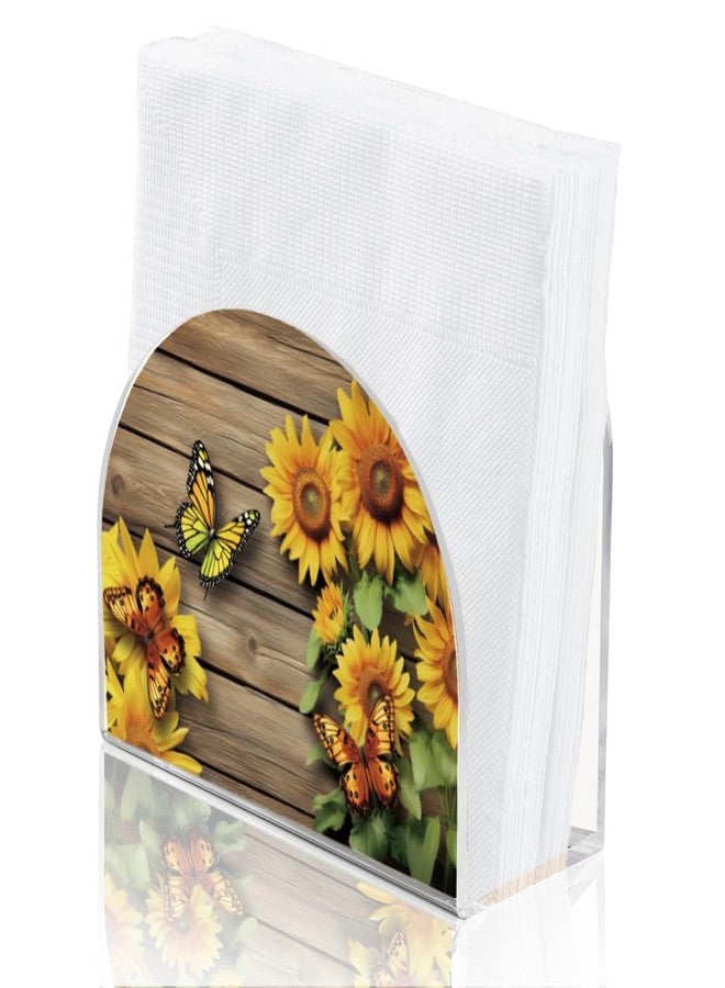SUPERDANT Vintage Sunflower Napkin Stand Acrylic Tissue Holder Organizer Paper Napkins Holders for Kitchen Serviette Holder Dispenser Home Dining Room Dinner Party Farmhouse Table Decoration - Image 1