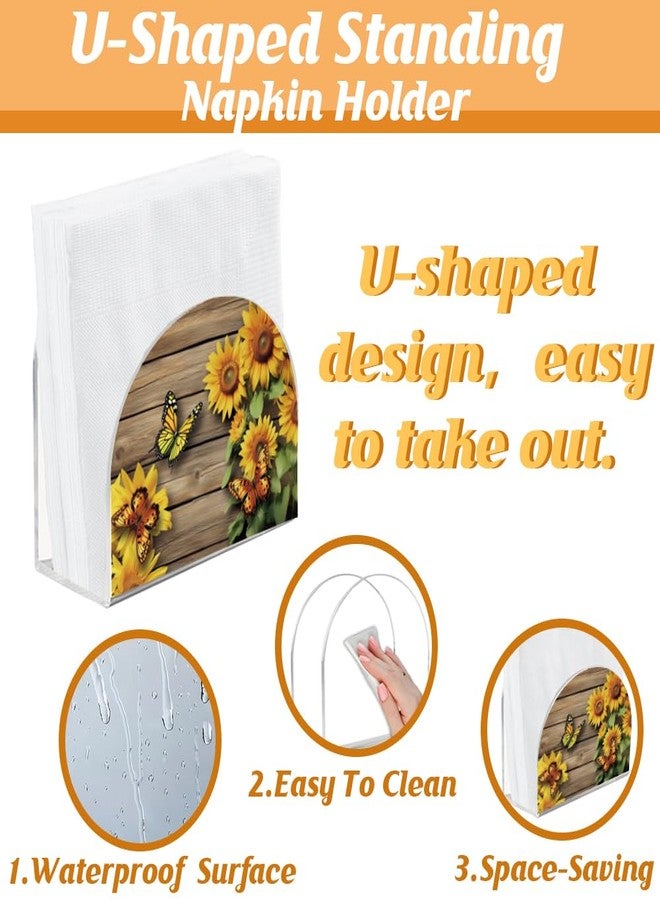 SUPERDANT Vintage Sunflower Napkin Stand Acrylic Tissue Holder Organizer Paper Napkins Holders for Kitchen Serviette Holder Dispenser Home Dining Room Dinner Party Farmhouse Table Decoration - Image 3