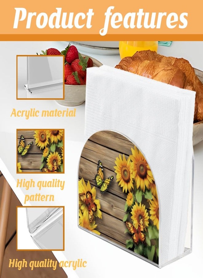 SUPERDANT Vintage Sunflower Napkin Stand Acrylic Tissue Holder Organizer Paper Napkins Holders for Kitchen Serviette Holder Dispenser Home Dining Room Dinner Party Farmhouse Table Decoration - Image 4