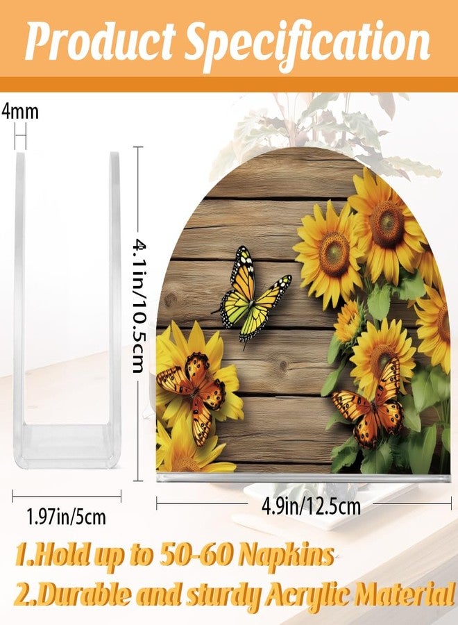 SUPERDANT Vintage Sunflower Napkin Stand Acrylic Tissue Holder Organizer Paper Napkins Holders for Kitchen Serviette Holder Dispenser Home Dining Room Dinner Party Farmhouse Table Decoration - Image 2
