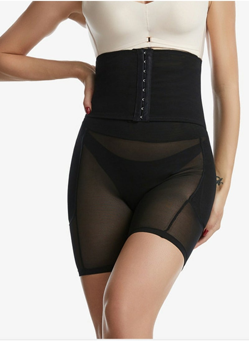Loquat - Womens Body Shaper Tummy Control Buckled Underwear Boxer Briefs Solid Color Slim High Waist Sponge Pad Hip Lift Shapewear Safety Underpants Black - Image 1