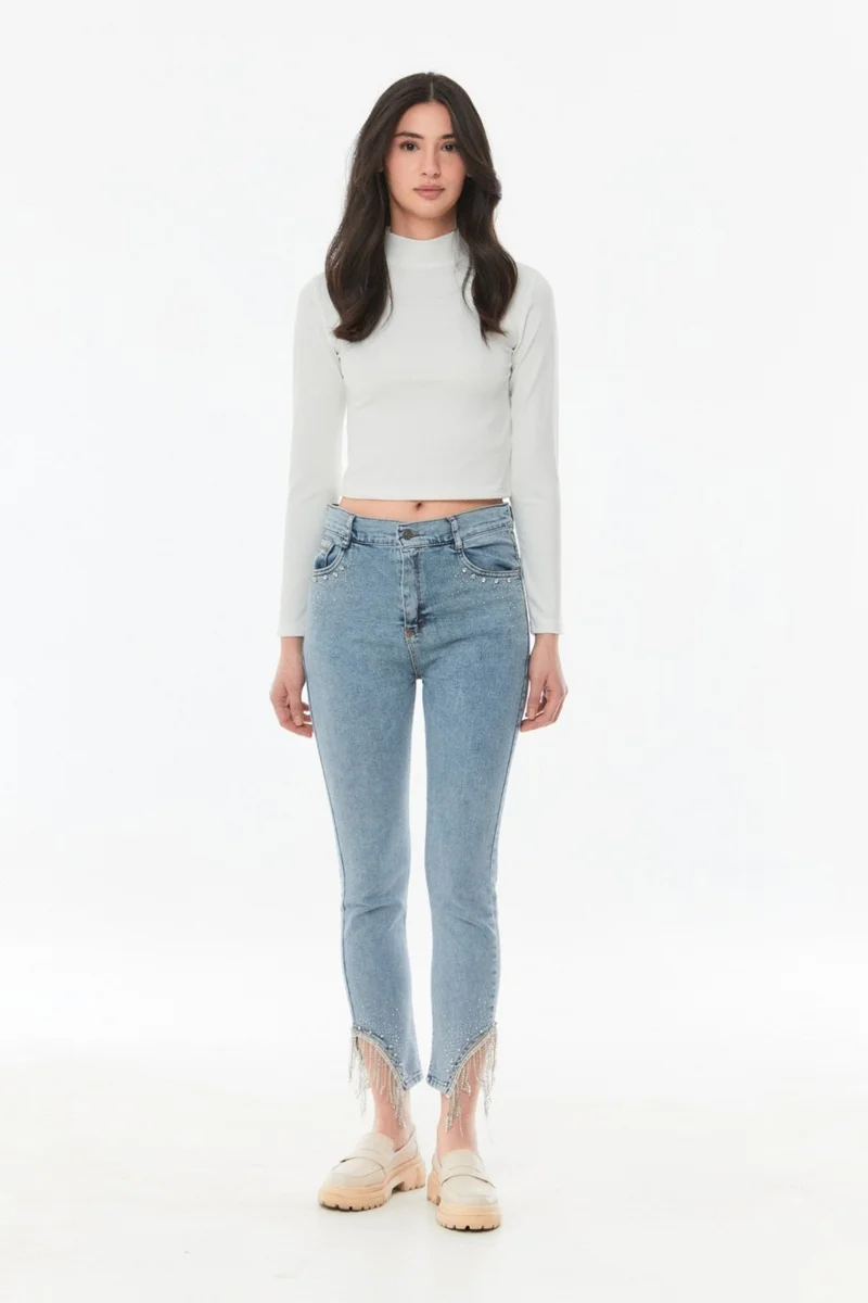 FullaModa Stone High Waist Straight Fit Girl's Jean