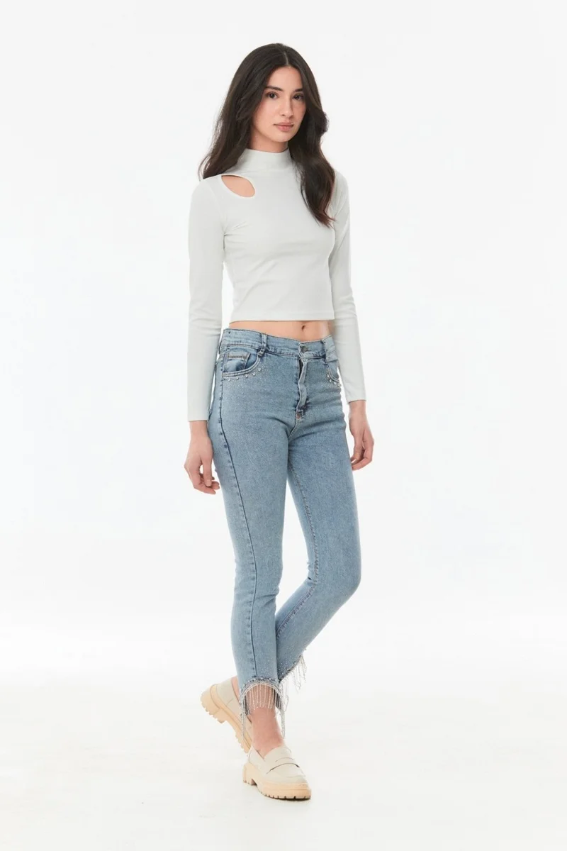 FullaModa Stone High Waist Straight Fit Girl's Jean
