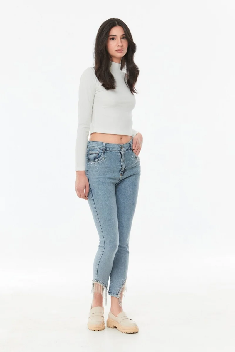 FullaModa Stone High Waist Straight Fit Girl's Jean