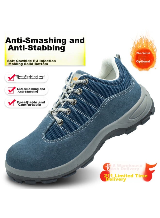 FUCHENG Fucheng Safety Shoes For Men, Breathable Steel Toe Cap, Anti-smashing, Anti-puncture, Wear-resistant, Solid Sole, Work Protection Safety Shoes, Blue, Size 37 - Image 1