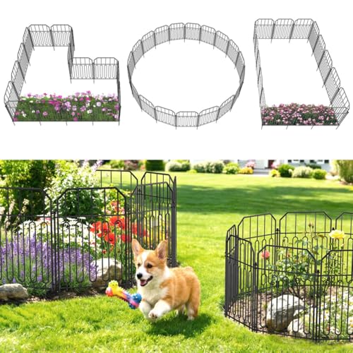 VANCASTLE Decorative Garden Fence Toatal 10FTL x 21INH Outdoor Metal No Dig Fence Animal Barrier Rustproof NoTool Assembly Landscape Edging for Yard Lawn Patio Flower Bed10 Panels Design I - Image 1