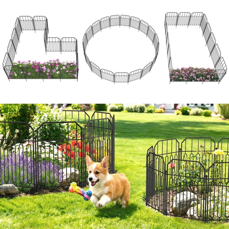 VANCASTLE Decorative Garden Fence Toatal 10FTL x 21INH Outdoor Metal No Dig Fence Animal Barrier Rustproof NoTool Assembly Landscape Edging for Yard Lawn Patio Flower Bed10 Panels Design I - Image 2
