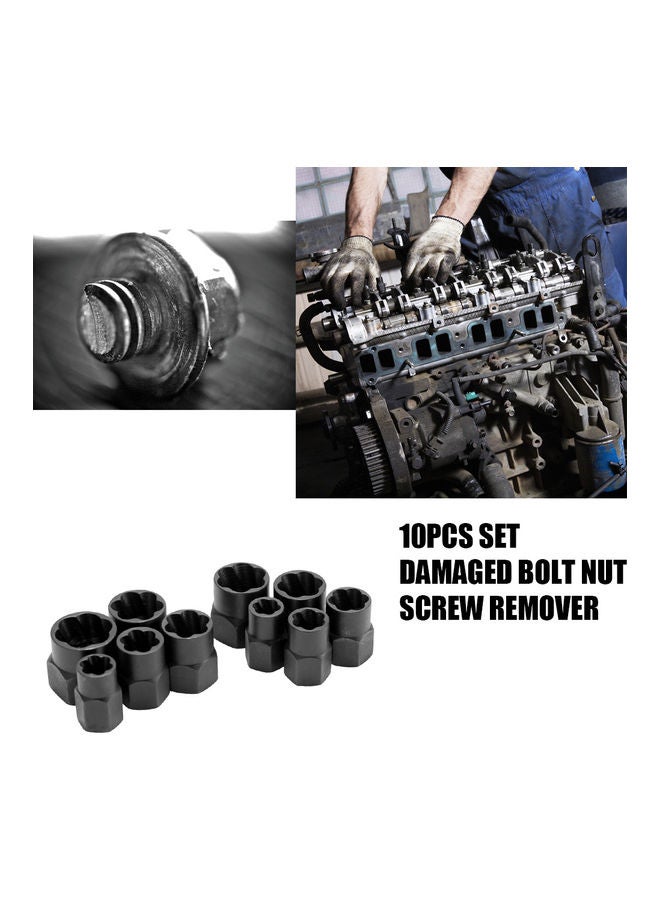 طقم أدوات لإزالة البراغي والصواميل والبراغي التالفة مكون من 10 قطع متعدد الألوان 10x5x10سم - Image 2