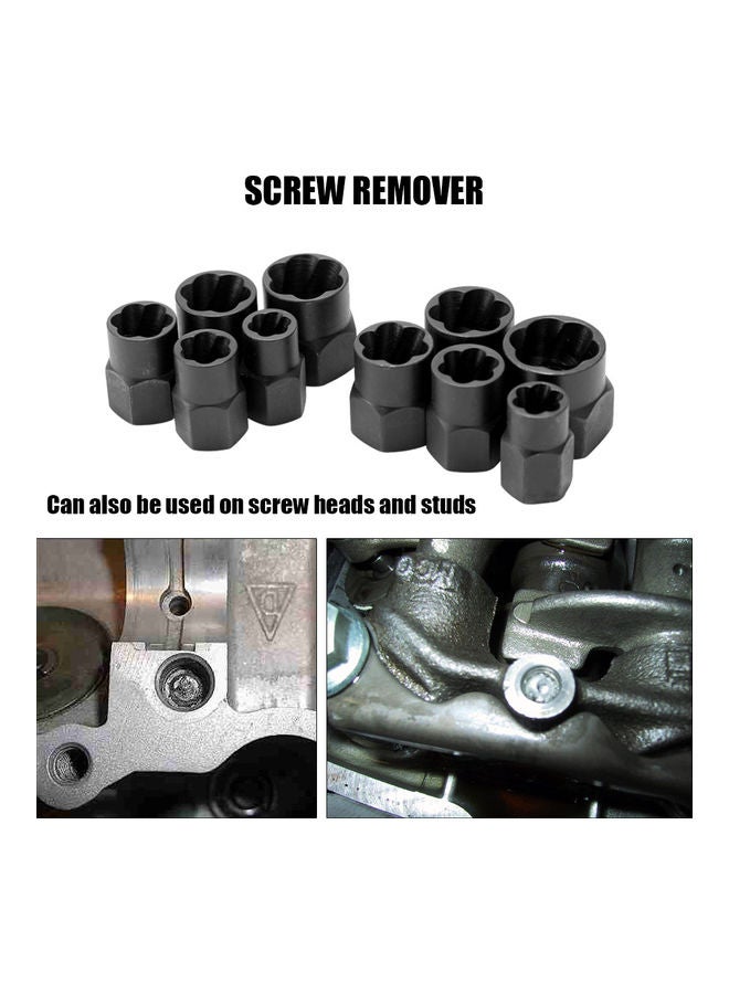 طقم أدوات لإزالة البراغي والصواميل والبراغي التالفة مكون من 10 قطع متعدد الألوان 10x5x10سم - Image 3