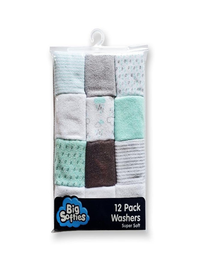 Big Softies Baby Terry Washers|Baby Napkins|Towelling|Cotton Blend|Super Absorbent & Soft|Baby's Hygiene|Soft Pastel Colours & Prints for Unisex|Pack of 12