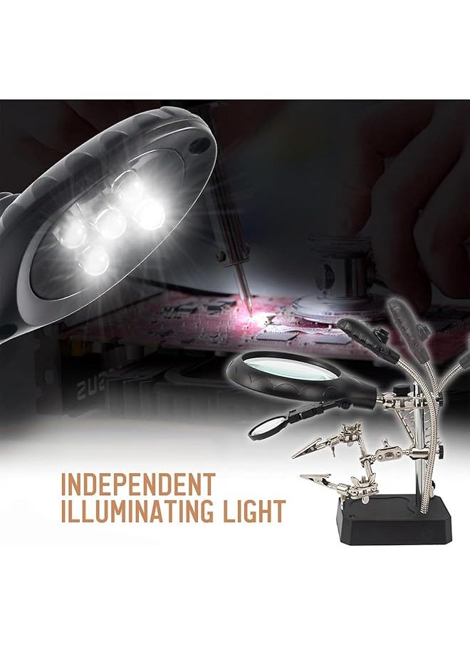erorex - Helping Hand Magnifier Soldering Iron Stand Kit Led Light Magnifying Repair Glass Station With Clamp And Clips Soldering Magnifier Station For Soldering Crafting And Inspecting Micro Objects - Image 1