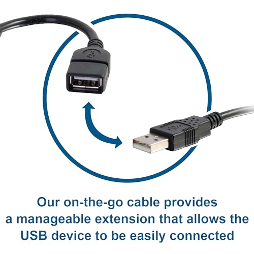 C2G Legrand USB Cable, USB A to A Cable, Short Extension USB Cable for USB Devices, 6 Inch USB Cord, Black, 1 Count, C2G 52119 - Image 3
