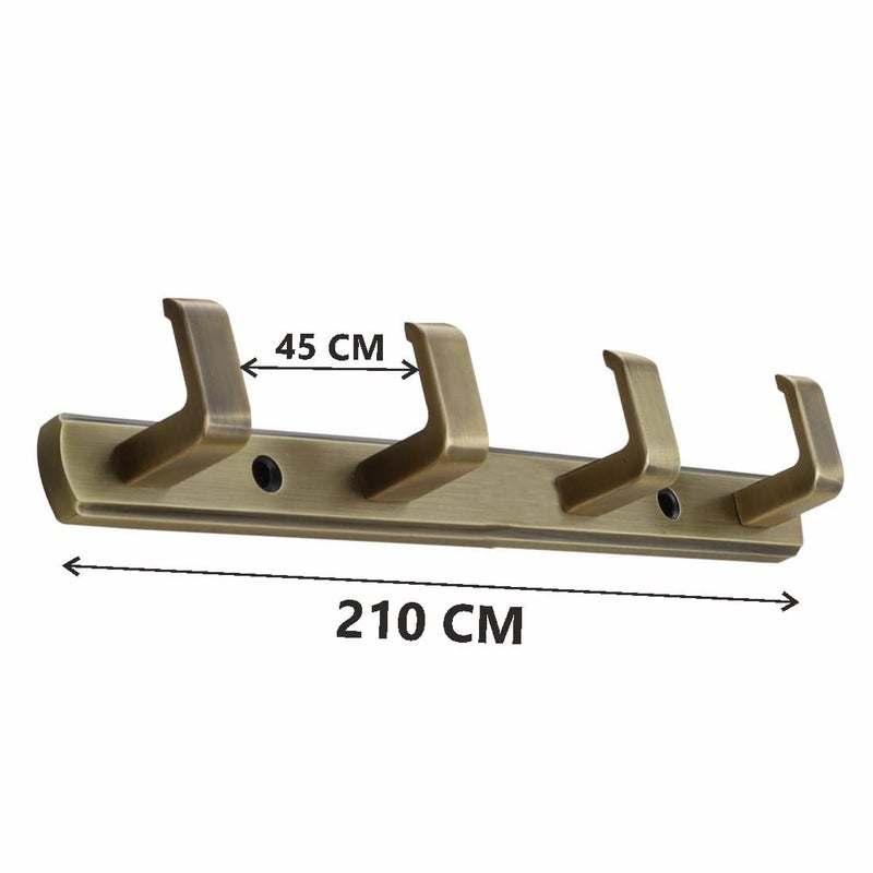 FERIO Zinc 4 Pin Hook for Bathroom and Kitchen Multipurpose Use for Bathroom Cloth Hanger Robe Wall Door Hooks Rail for Hanging Keys (Pack of 1, Brass Antique) - Image 2