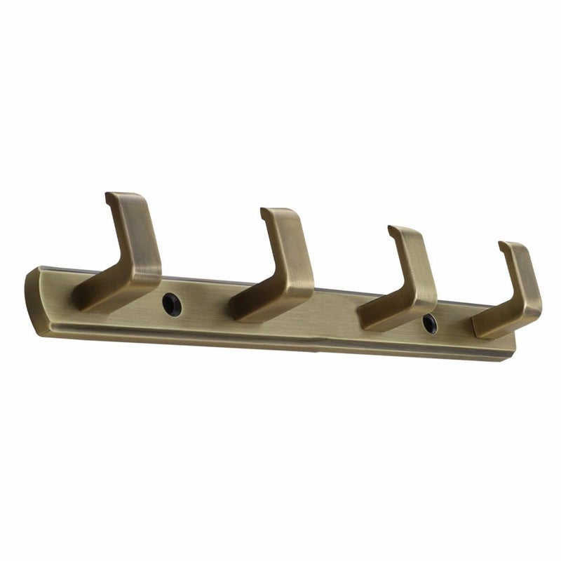 FERIO Zinc 4 Pin Hook for Bathroom and Kitchen Multipurpose Use for Bathroom Cloth Hanger Robe Wall Door Hooks Rail for Hanging Keys (Pack of 1, Brass Antique) - Image 1