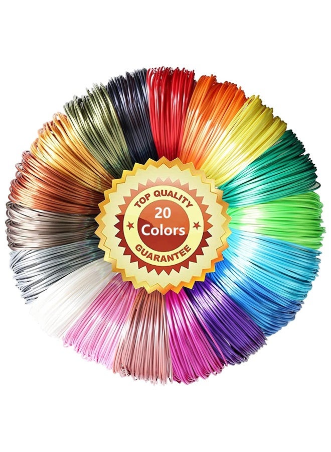 PLA 3D Pen Filament, 20 Bright Colors(Random), 1.75mm Refills for 3D Pens, 10 Feet per Color, Total 200 Feet, Ideal for Creative Projects - Image 1