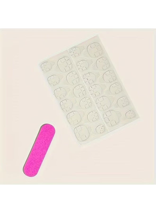 Goolsky Upgrade Your Nail Style: 24 Medium-Length Oval Burgundy Glitter Line Fashionable Sassy Nails with 1 Cuticle Pusher & 1 Jelly Glue - Image 5