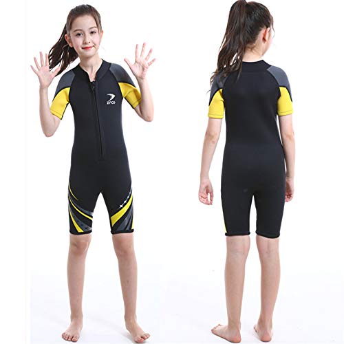 ZCCO Kids Shorty Wetsuit 2.5mm Neoprene Suit, Short Sleeve One Piece Youth Boy/Girl Suit for Swimming, Surfing, Diving Water Sports(DK-BK-L) - Image 5