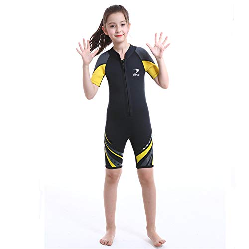 ZCCO Kids Shorty Wetsuit 2.5mm Neoprene Suit, Short Sleeve One Piece Youth Boy/Girl Suit for Swimming, Surfing, Diving Water Sports(DK-BK-L) - Image 2