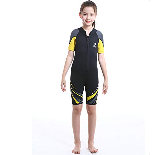 ZCCO Kids Shorty Wetsuit 2.5mm Neoprene Suit, Short Sleeve One Piece Youth Boy/Girl Suit for Swimming, Surfing, Diving Water Sports(DK-BK-L) - Image 3