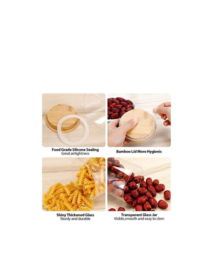 Raxoom 12 PCS Glass Jars with Bamboo Lids (9OZ) | Mini Clear Glass Airtight Spice Jars | Food Storage Containers for Home Kitchen Tea Herbs Sugar Salt Coffee Flour Herbs Grains - Image 1