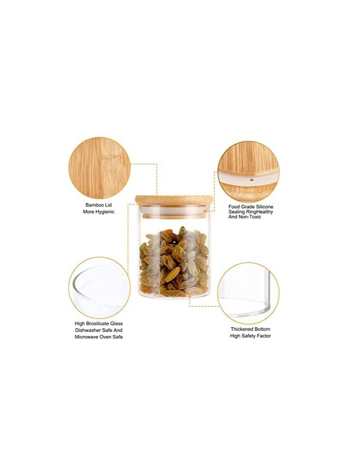 Raxoom 12 PCS Glass Jars with Bamboo Lids (9OZ) | Mini Clear Glass Airtight Spice Jars | Food Storage Containers for Home Kitchen Tea Herbs Sugar Salt Coffee Flour Herbs Grains - Image 4