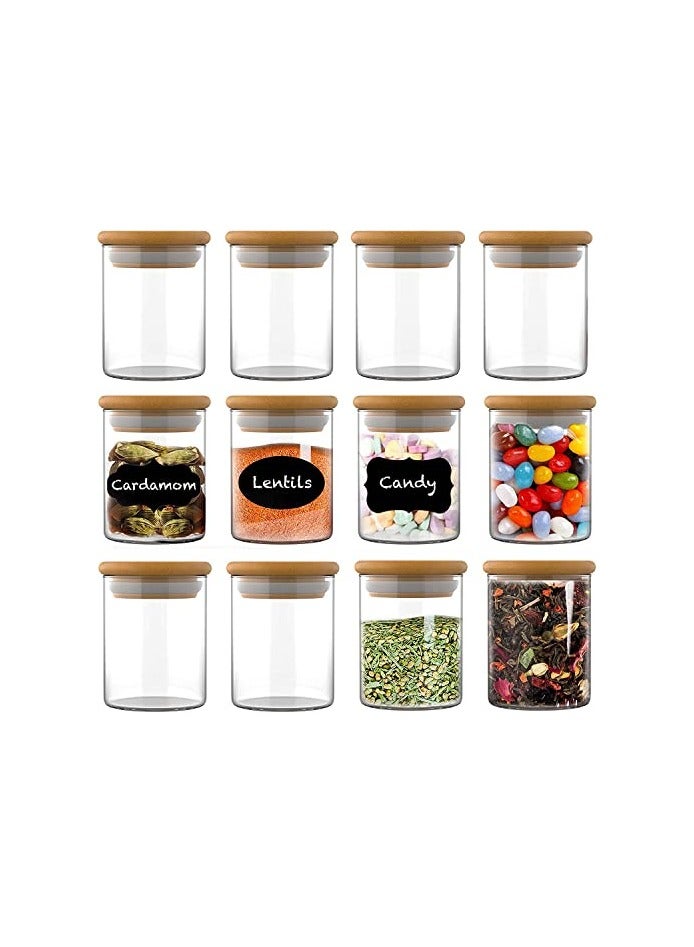 Raxoom 12 PCS Glass Jars with Bamboo Lids (9OZ) | Mini Clear Glass Airtight Spice Jars | Food Storage Containers for Home Kitchen Tea Herbs Sugar Salt Coffee Flour Herbs Grains - Image 5