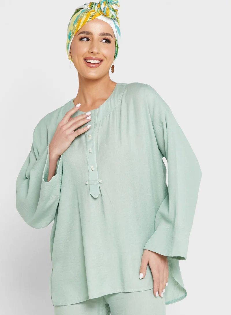 Khizana Linen Tunic & Pant Set