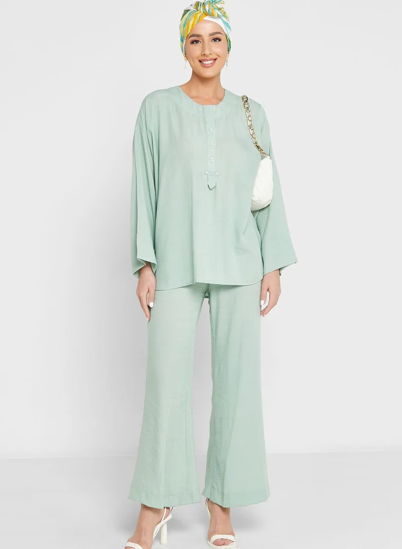 Khizana Linen Tunic & Pant Set