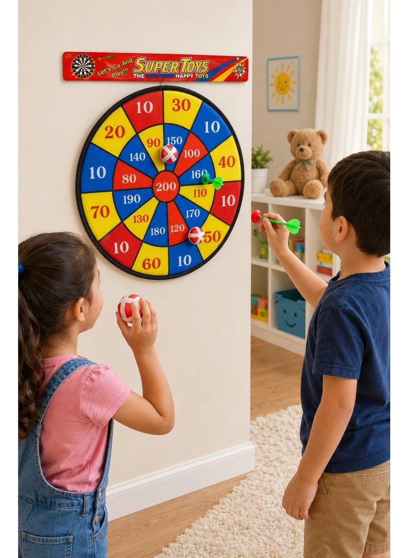 Kids Dartboard Set with 2 Suction Darts & 2 Sticky Balls – Colorful Fabric Scoring Target Board for Indoor Games, Aim & Throw Toy for Boys and Girls, Family Party & Playroom Activity - Image 5