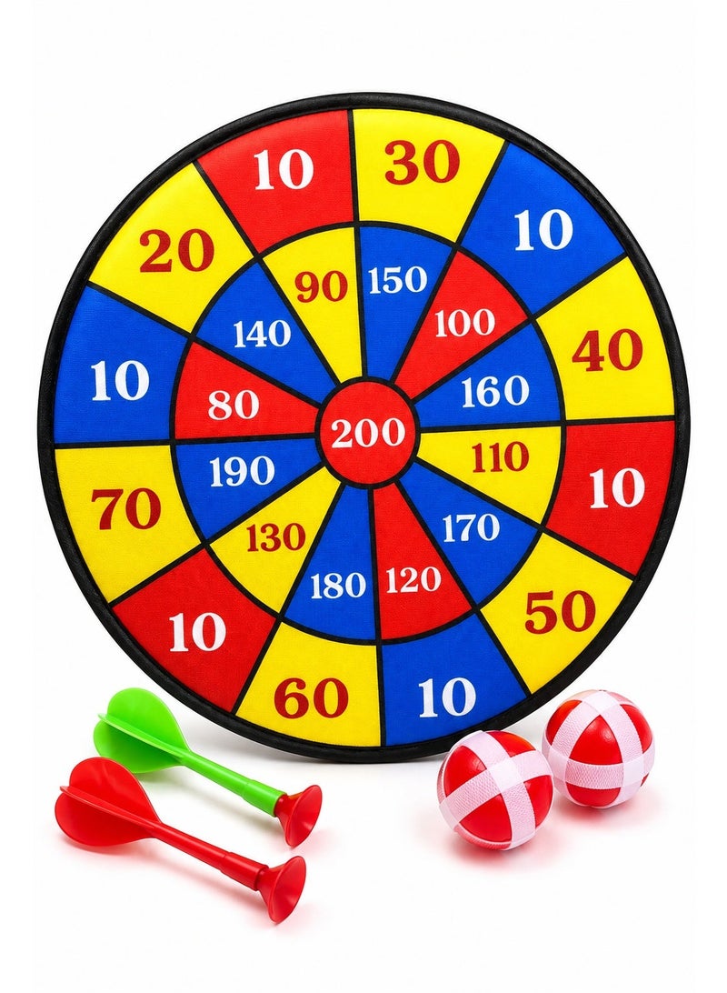 Kids Dartboard Set with 2 Suction Darts & 2 Sticky Balls – Colorful Fabric Scoring Target Board for Indoor Games, Aim & Throw Toy for Boys and Girls, Family Party & Playroom Activity - Image 1