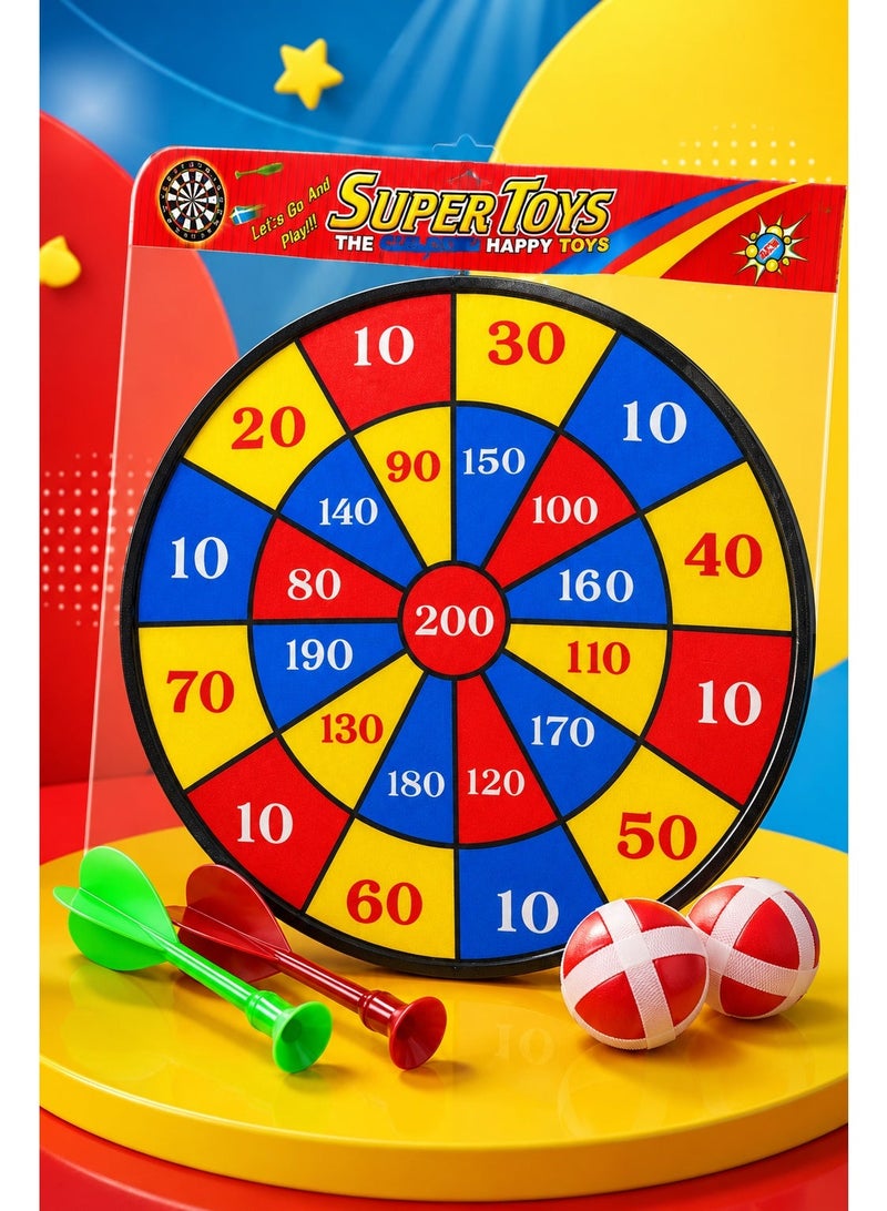 Kids Dartboard Set with 2 Suction Darts & 2 Sticky Balls – Colorful Fabric Scoring Target Board for Indoor Games, Aim & Throw Toy for Boys and Girls, Family Party & Playroom Activity - Image 4
