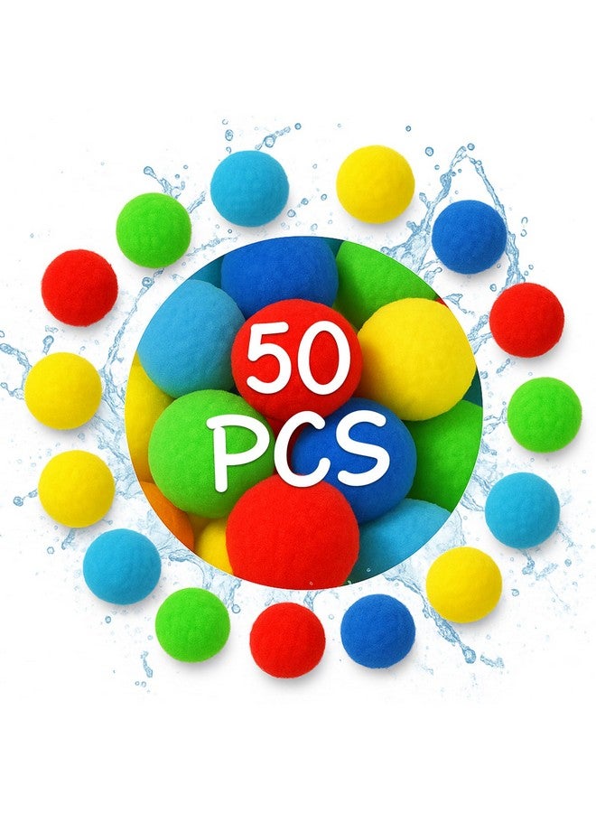 ROHSCE Reusable Water Balls for Kids, 50 PCS Soft Splash Balls Summer Outdoor Toys, Water Balloon Game for Pool Beach Party, Safe Water Fight Toys Fun Activities Yard Games - Image 1