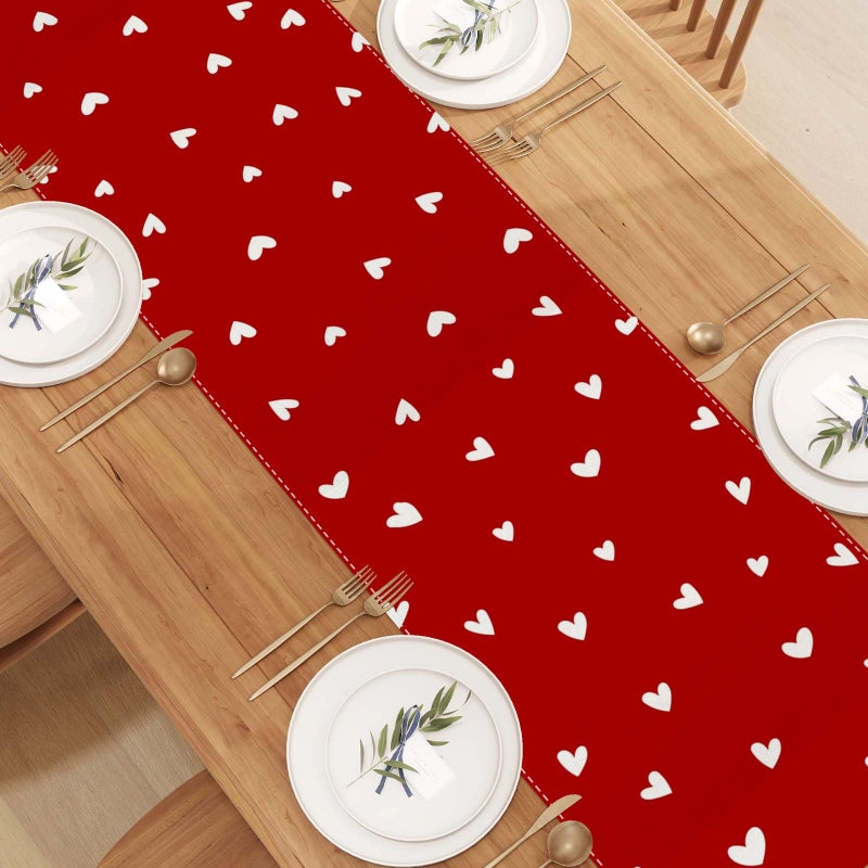 Jiudungs Red Heart Love Valentines Day Table Runner Valentine's Day Decor Galentines Day Valentines Day Home Kitchen Dining Room Table Decorations 13x72 Inch - Image 3
