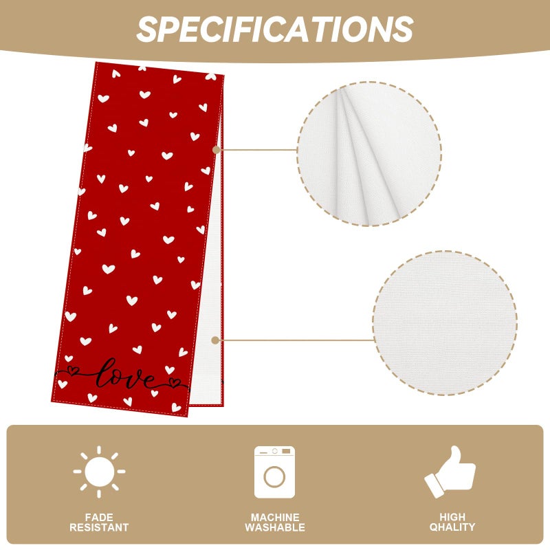 Jiudungs Red Heart Love Valentines Day Table Runner Valentine's Day Decor Galentines Day Valentines Day Home Kitchen Dining Room Table Decorations 13x72 Inch - Image 5