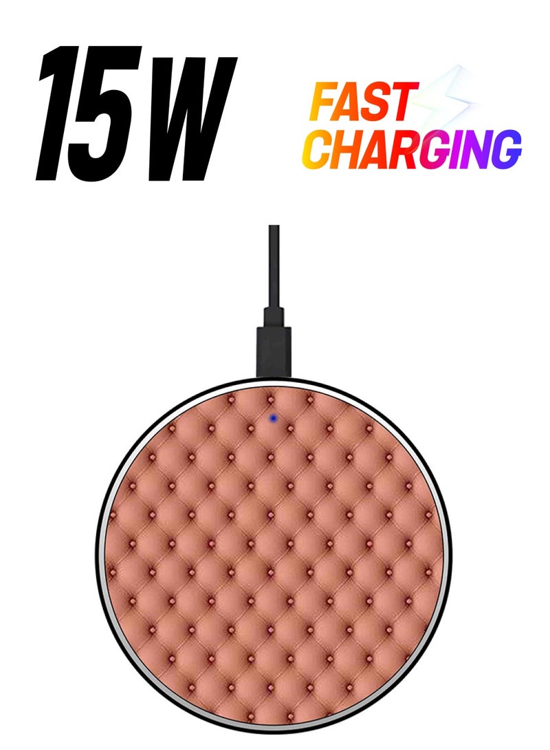 Theodor Brown Tufted 15W Wireless Fast Charger Brown/Black