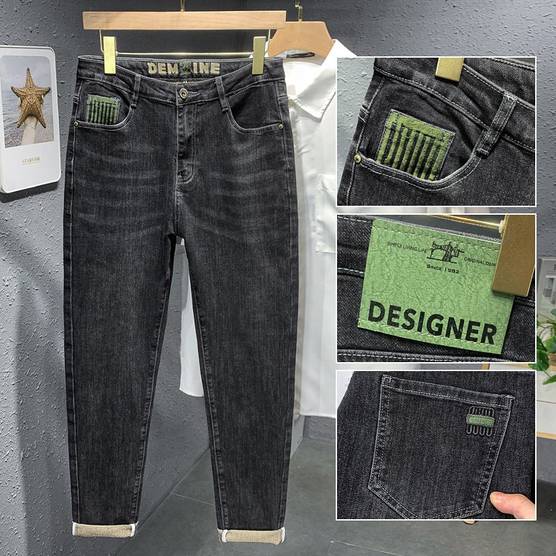 Trendy Mens Jeans Stretch Super Soft Tall Slim Mens Pants Teenager All-match Classic Short Video Explosive Pants 868 Blue  - Image 4