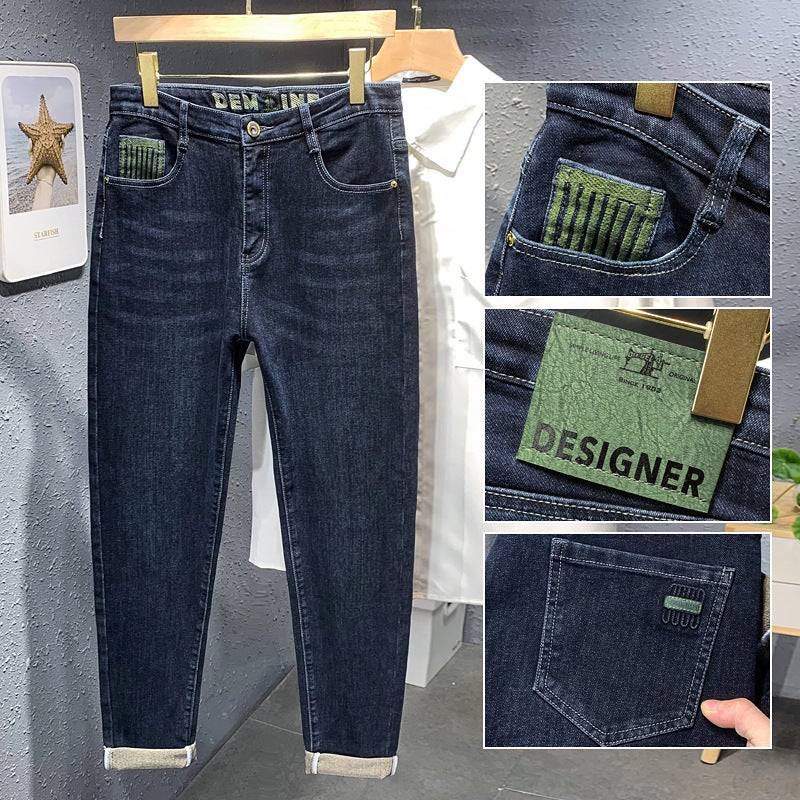 Trendy Mens Jeans Stretch Super Soft Tall Slim Mens Pants Teenager All-match Classic Short Video Explosive Pants 868 Blue  - Image 5