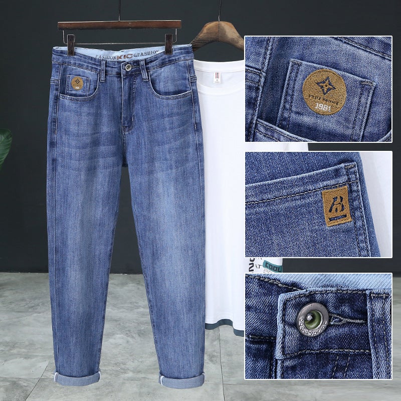 Trendy Mens Jeans Stretch Super Soft Tall Slim Mens Pants Teenager All-match Classic Short Video Explosive Pants 868 Blue  - Image 3