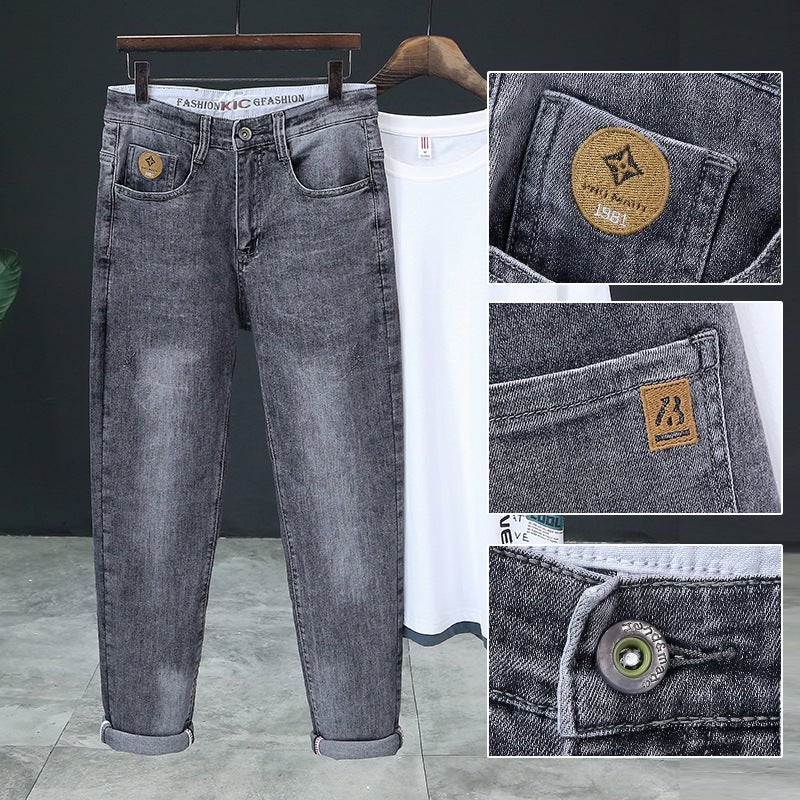 Trendy Mens Jeans Stretch Super Soft Tall Slim Mens Pants Teenager All-match Classic Short Video Explosive Pants 868 Blue  - Image 2