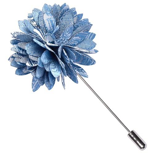 GUSLESON Dusty Blue Tie for Men Wedding Silk Paisley Necktie Pocket Square Cufflinks and Lapel Pin Brooch Set (IN6103-31) - Image 4