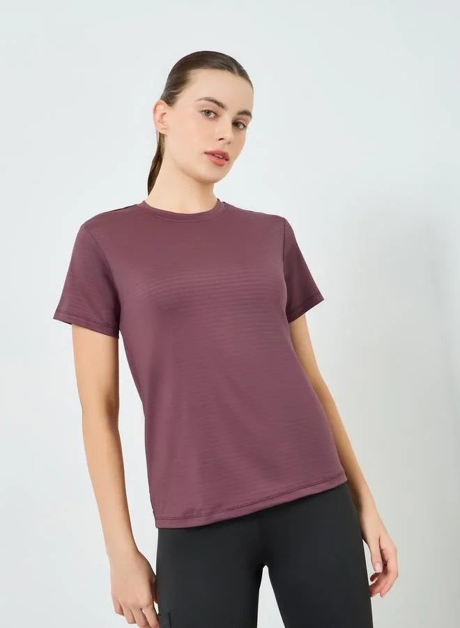 Styli Active Textured Basic Short Sleeve Top