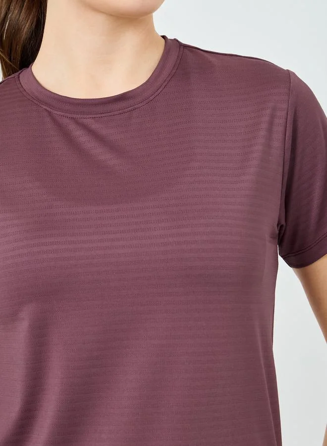Styli Active Textured Basic Short Sleeve Top