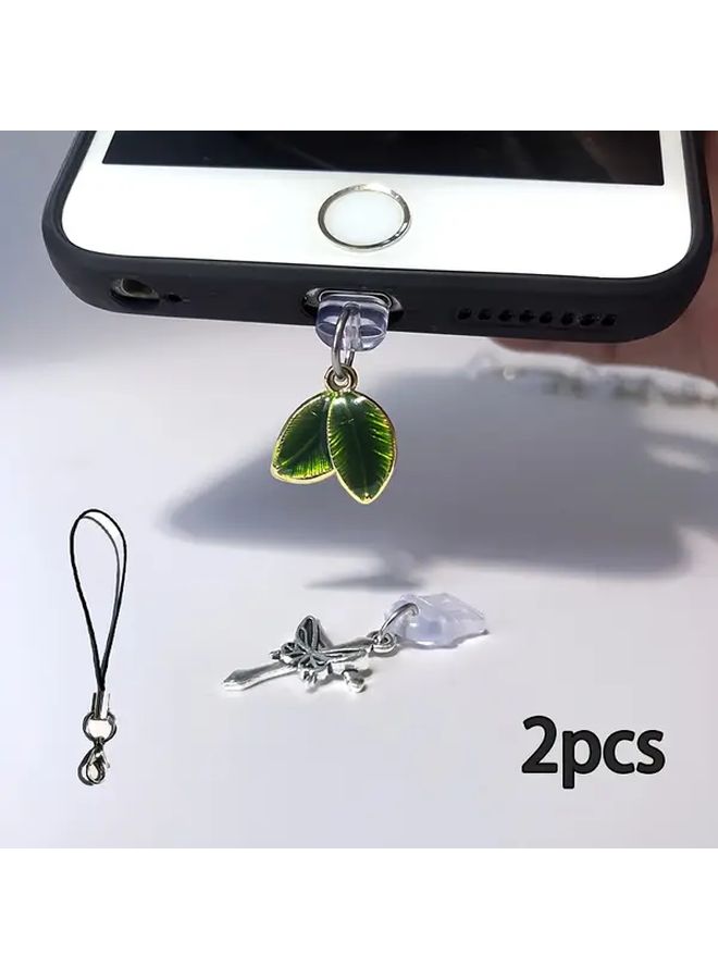 2pcs Easy Storage Leaf Cross Butterfly Phone Dust Plug Charm With Lanyard For Type C Charging Port Practical Gift For Friends Halloween Christmas Present - Image 5