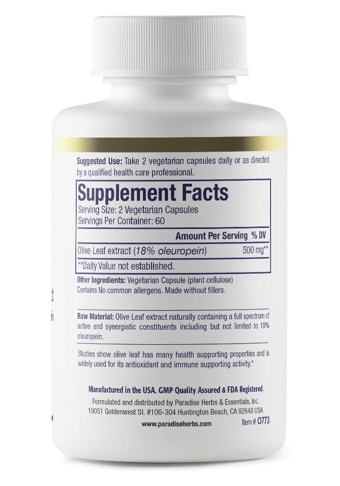 Paradise Herbs Olive Leaf Premium European Extract - 120 Vegetarian Capsules - Image 2